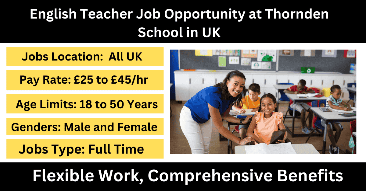 English Teacher Job Opportunity at Thornden School in UK